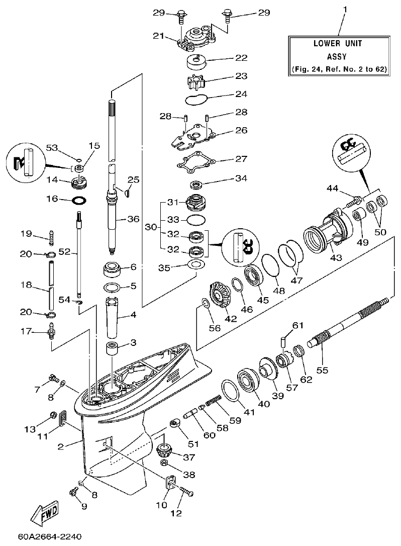 Yamaha FT50C LOWER CASING. DRIVE 1 (FOR F50D) parts diagram