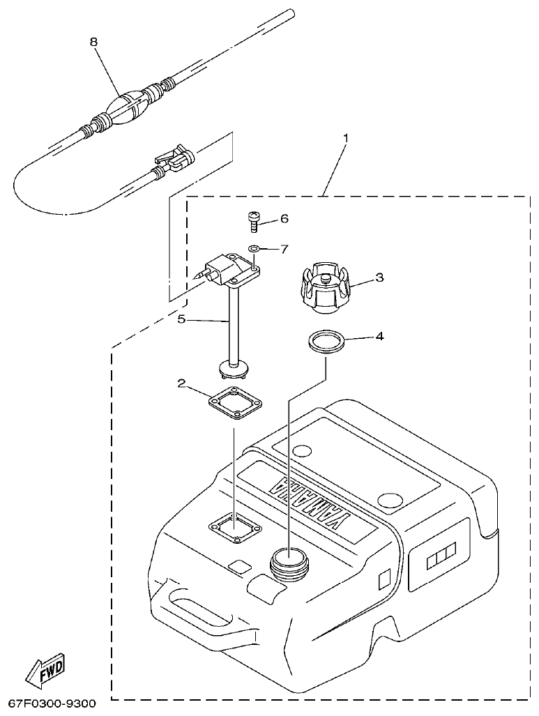 Yamaha FT50C FUEL TANK 2 parts diagram