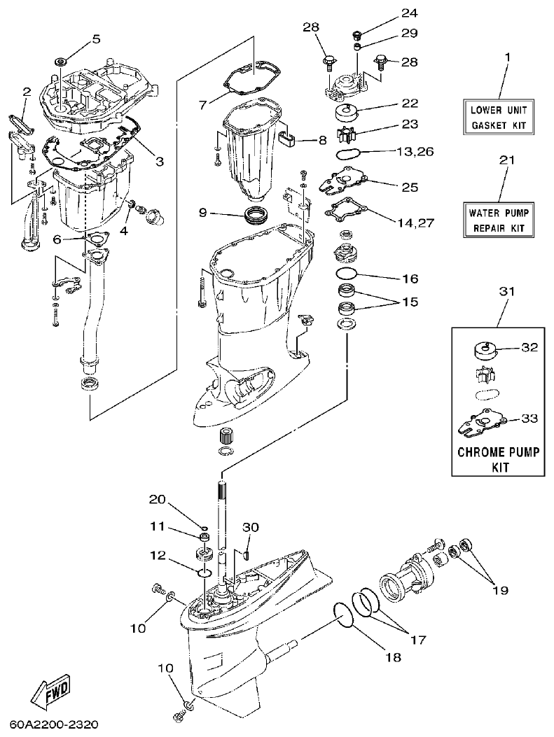 Yamaha FT50C REPAIR KIT 3 parts diagram
