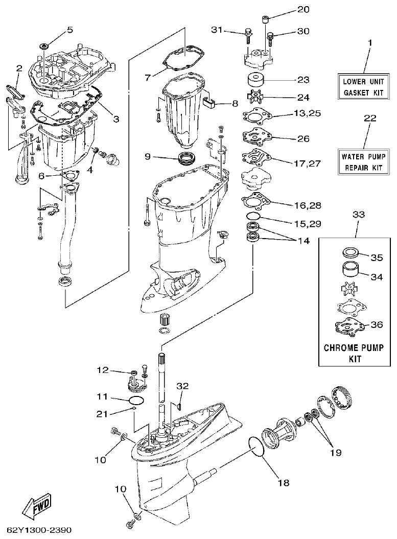 Yamaha FT50C REPAIR KIT 4 parts diagram