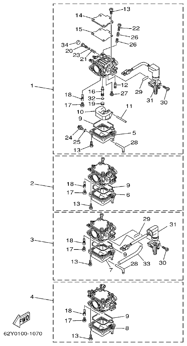 Yamaha FT50C CARBURETOR parts diagram