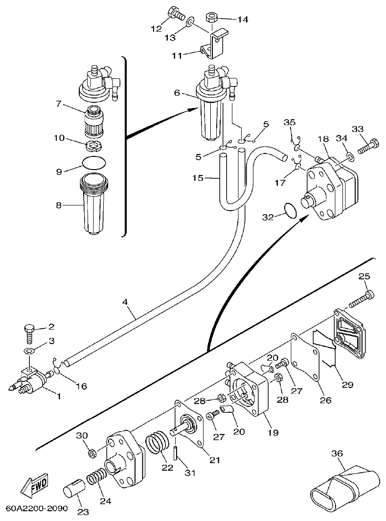 Yamaha FT50C FUEL parts diagram