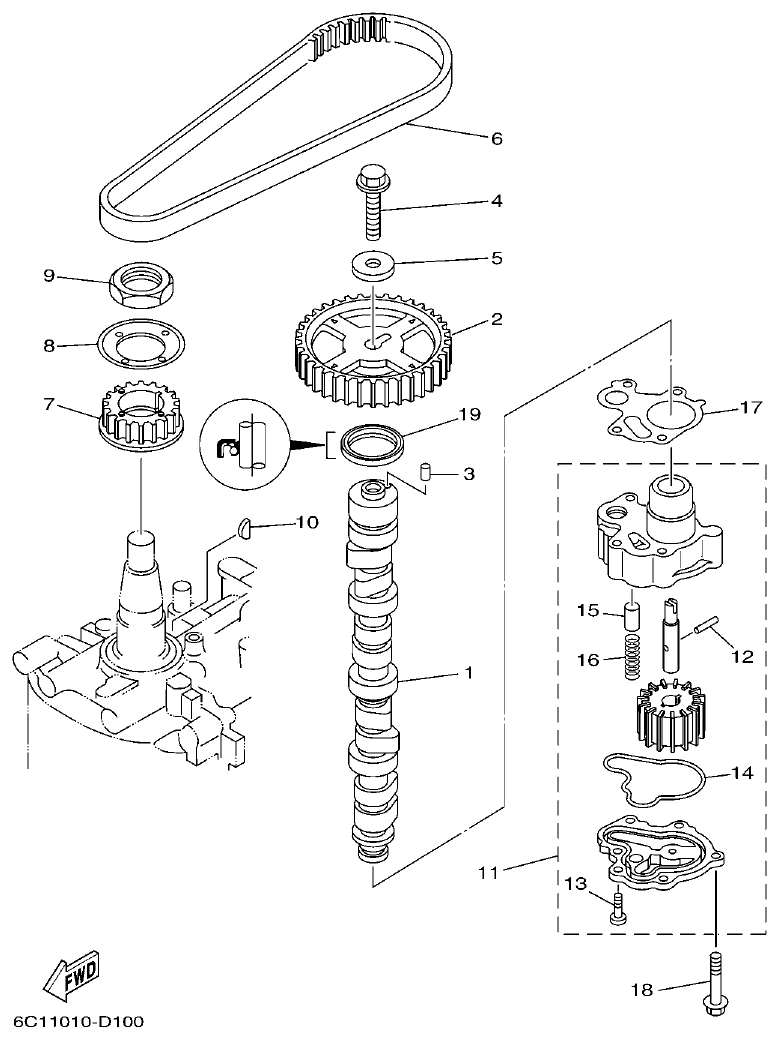 Yamaha F50F, F60C OIL PUMP parts diagram