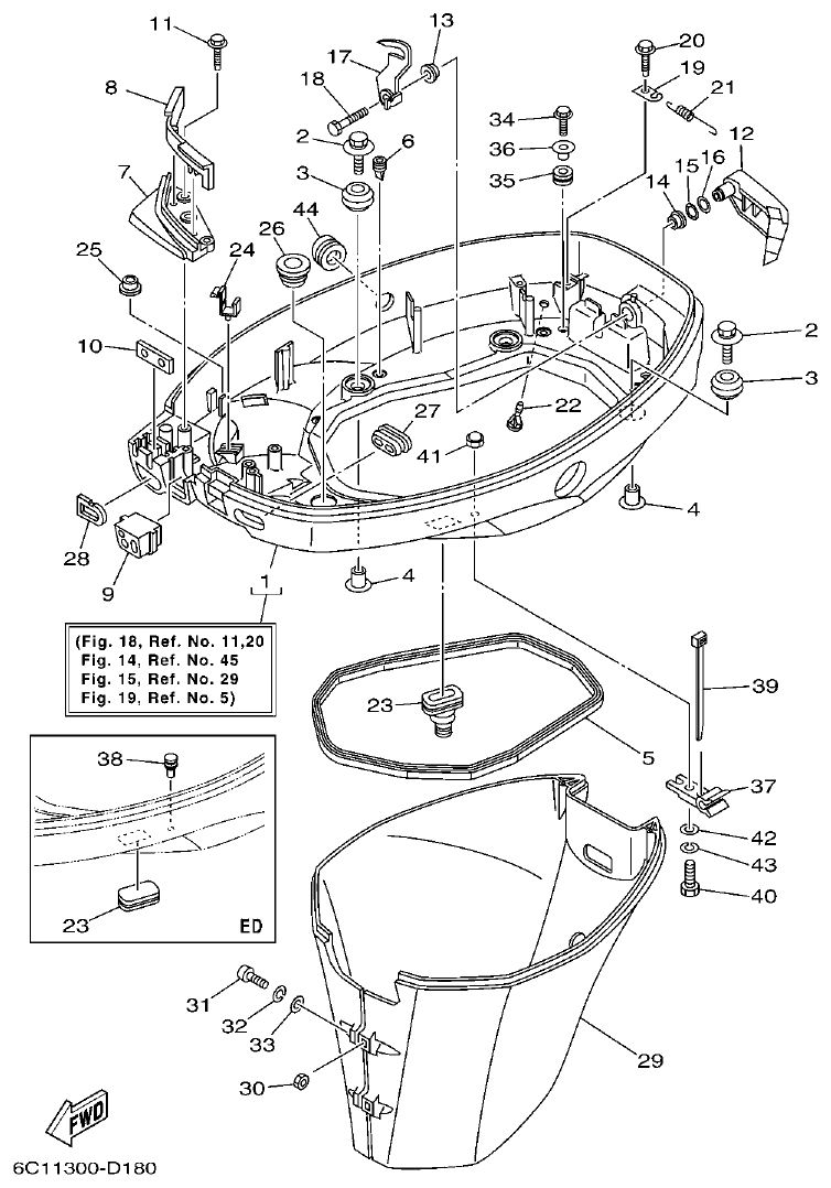 Yamaha F50F, F60C BOTTOM COWLING 1 parts diagram