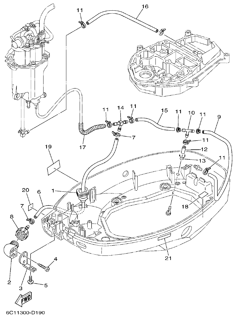 Yamaha F50F, F60C BOTTOM COWLING 2 parts diagram