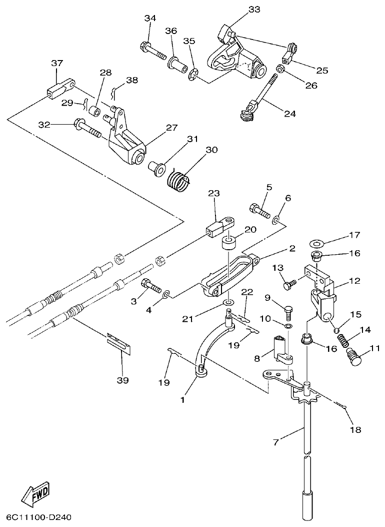 Yamaha F50F, F60C CONTROL parts diagram