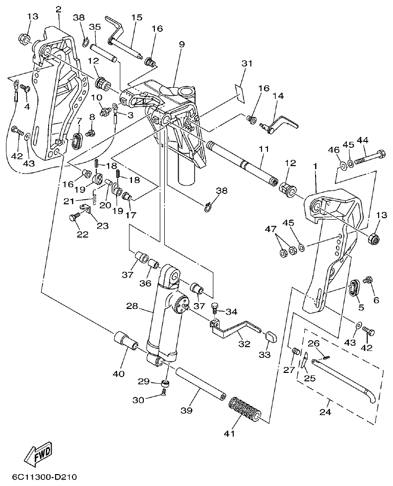 Yamaha F50F, F60C BRACKET 1 parts diagram