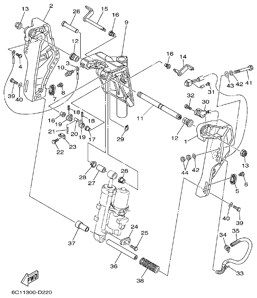 Yamaha F50F, F60C BRACKET 2 parts diagram