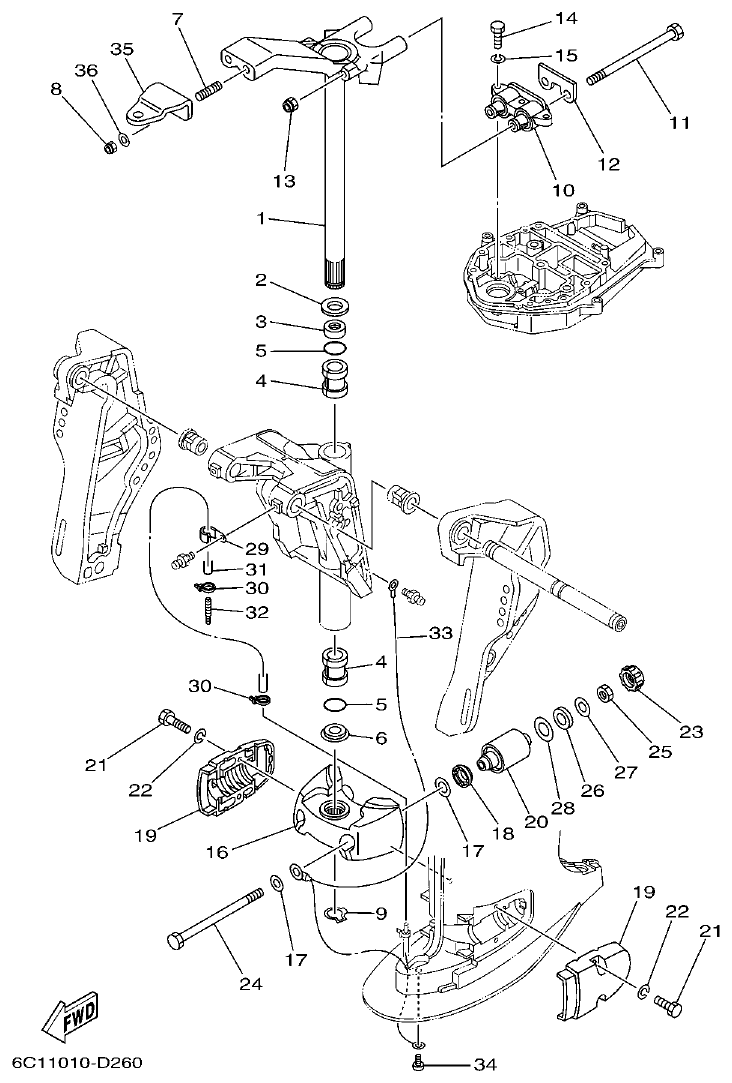 Yamaha F50F, F60C BRACKET 3 parts diagram