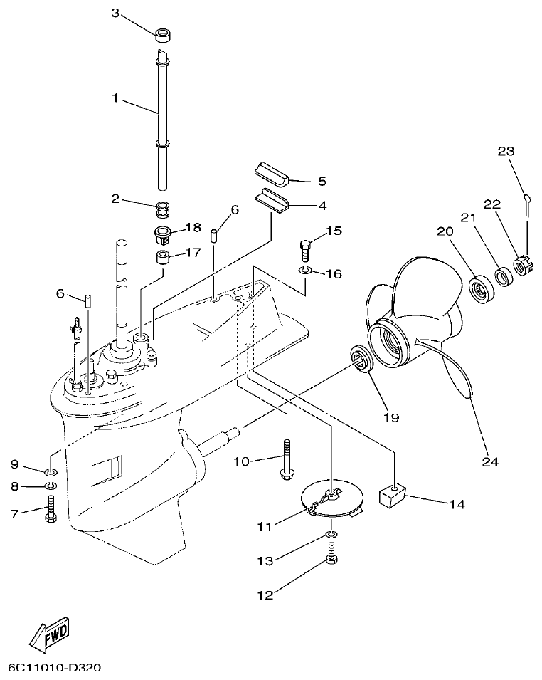 Yamaha F50F, F60C LOWER CASING & DRIVE 2 parts diagram