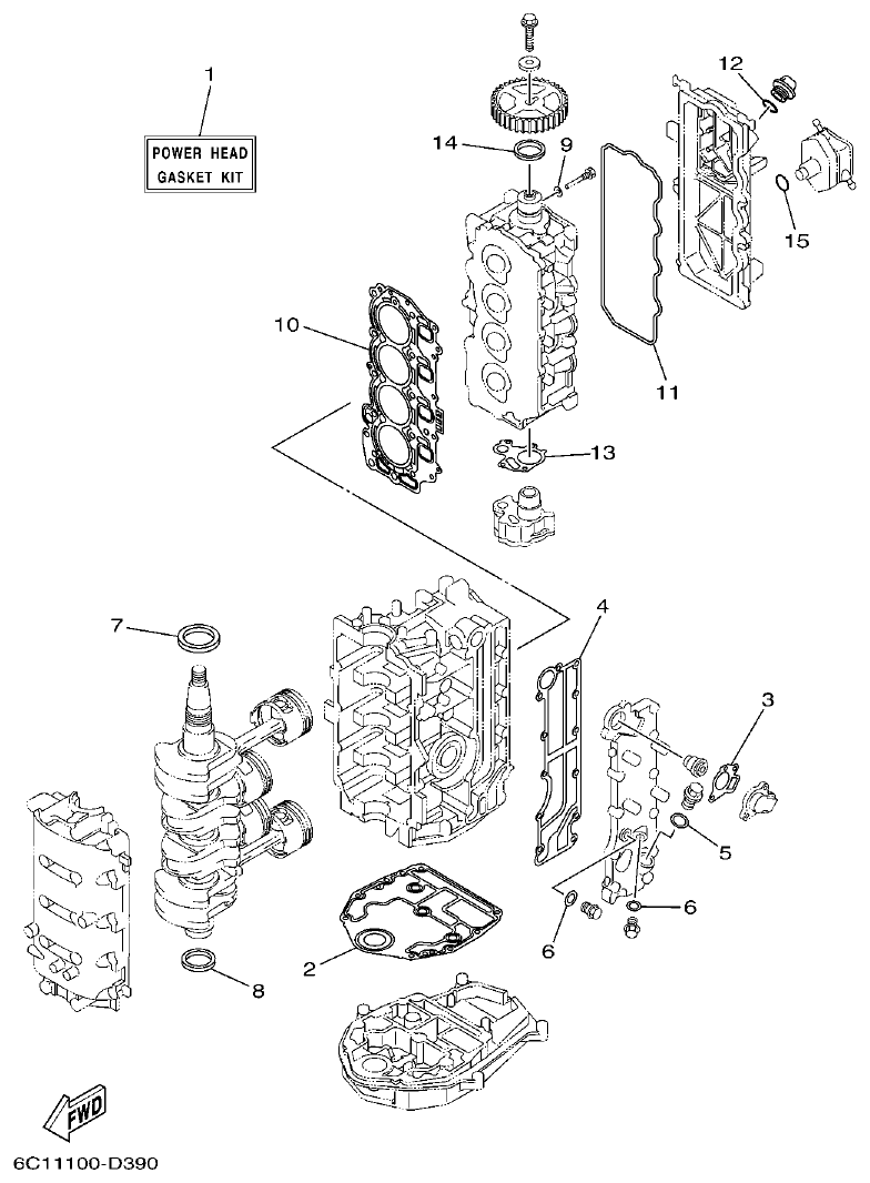 Yamaha F50F, F60C REPAIR KIT 1 parts diagram