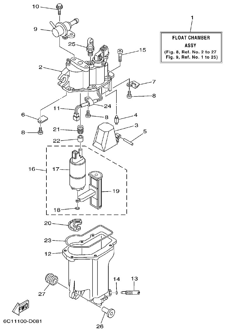 Yamaha F50F, F60C FUEL INJECTION PUMP 1 parts diagram
