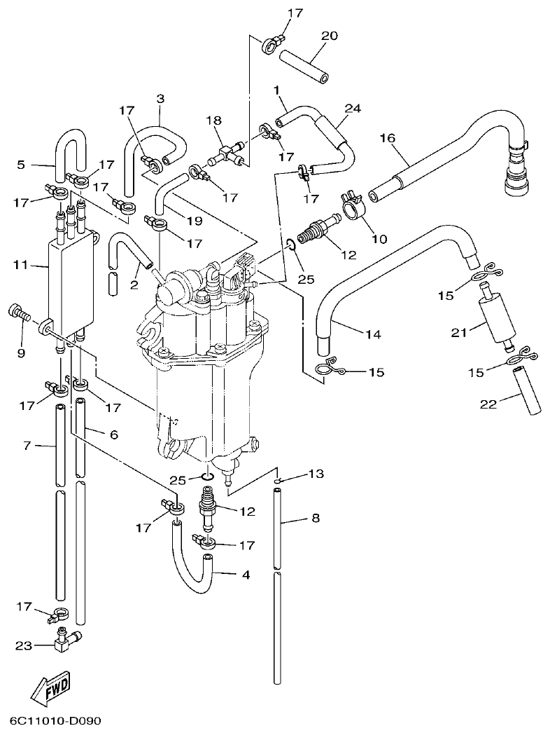 Yamaha F50F, F60C FUEL INJECTION PUMP 2 parts diagram