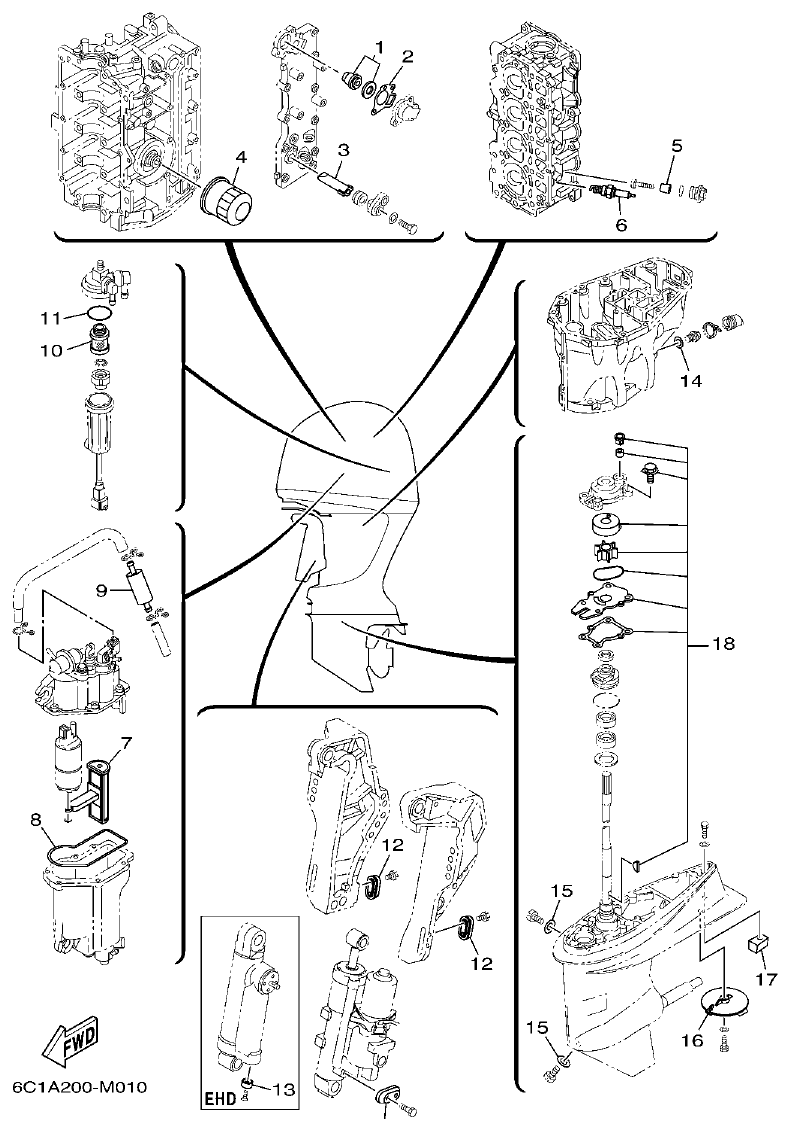 Yamaha F50HET, F60FET, F50HEHD, F60FEHT SCHEDULED SERVICE PARTS parts diagram