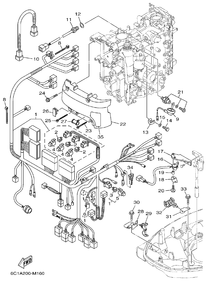 Yamaha F50HET, F60FET, F50HEHD, F60FEHT ELECTRICAL 3 parts diagram
