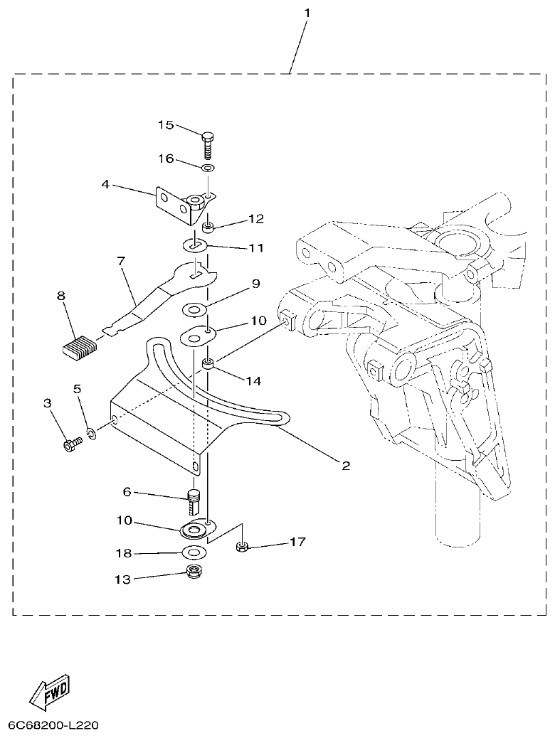 Yamaha F50HET, F60FET, F50HEHD, F60FEHT STEERING FRICTION parts diagram
