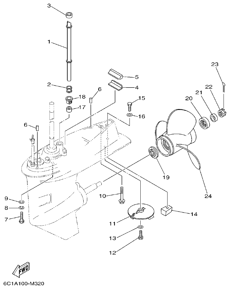 Yamaha F50HET, F60FET, F50HEHD, F60FEHT LOWER CASING & DRIVE 2 parts diagram