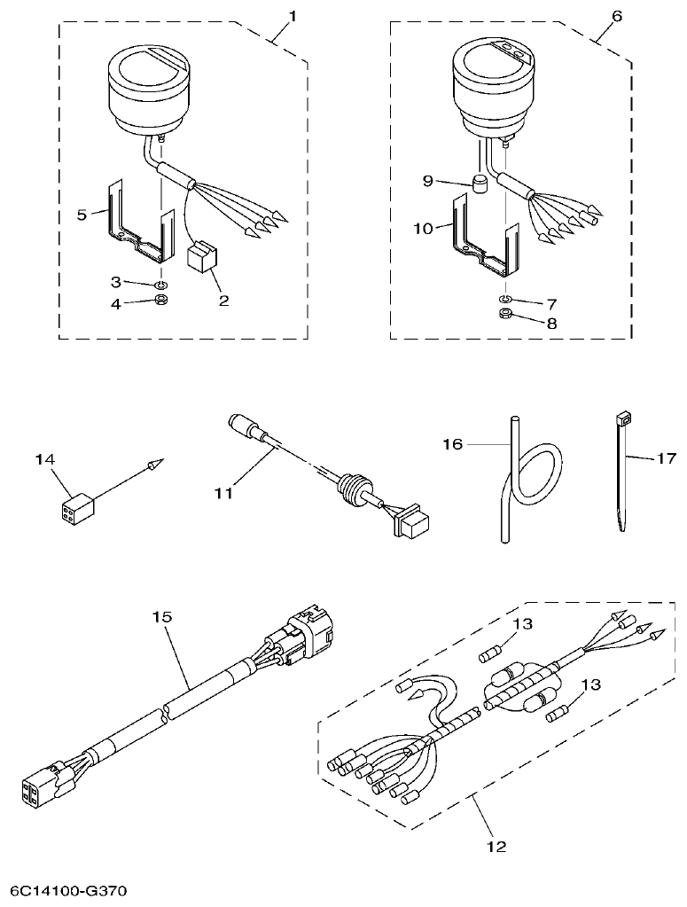 Yamaha F50HET, F60FET, F50HEHD, F60FEHT METER parts diagram