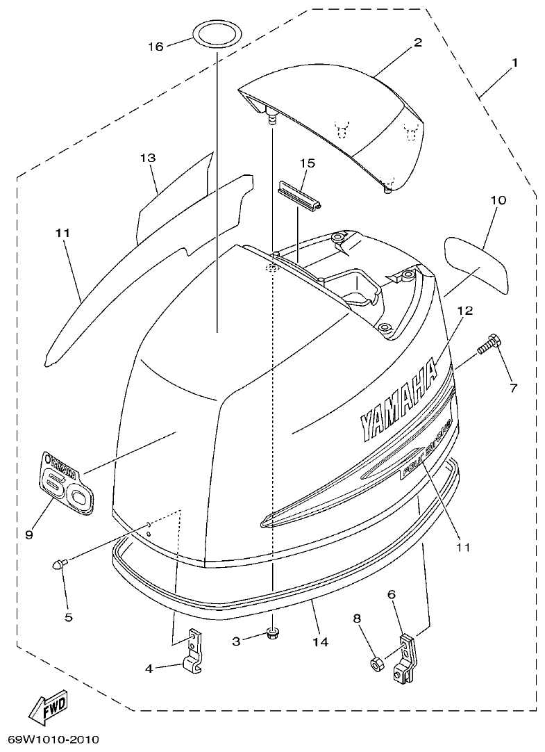 Yamaha F60A TOP COWLING parts diagram