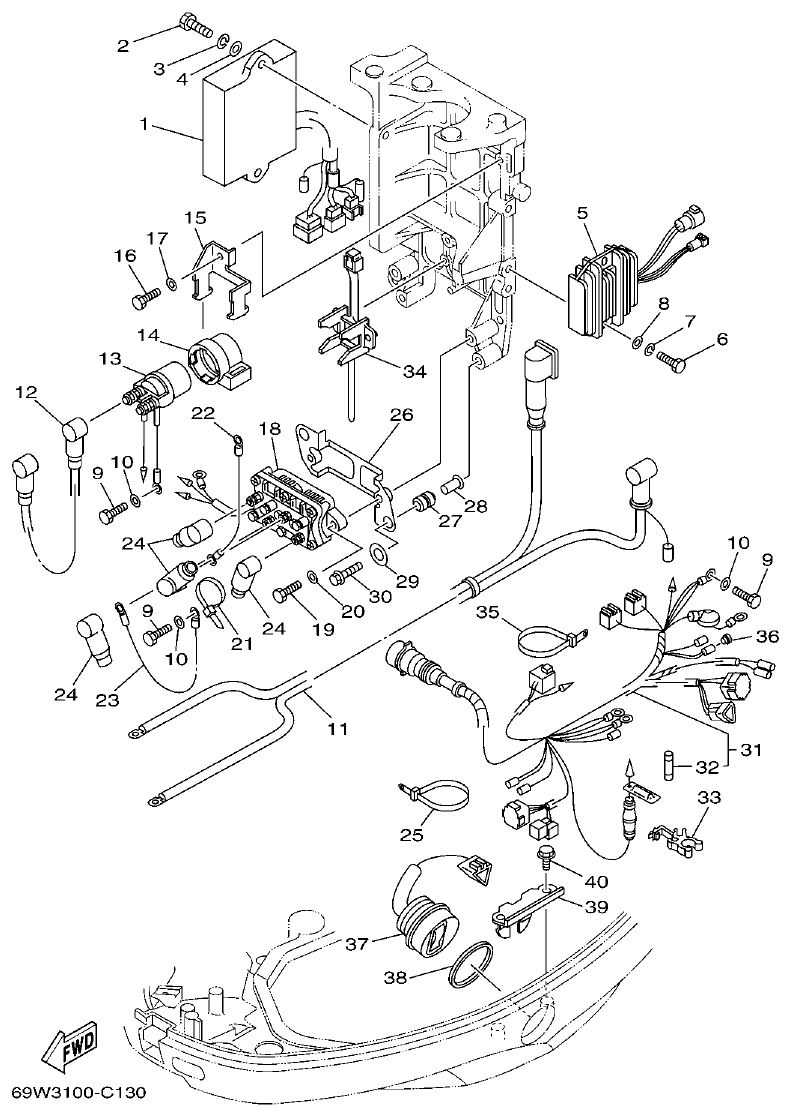 Yamaha F60A ELECTRICAL 2 parts diagram