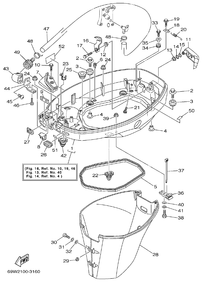 Yamaha F60A BOTTOM COWLING parts diagram
