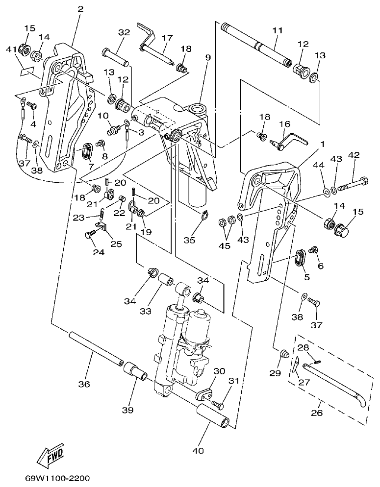 Yamaha F60A BRACKET 1 parts diagram