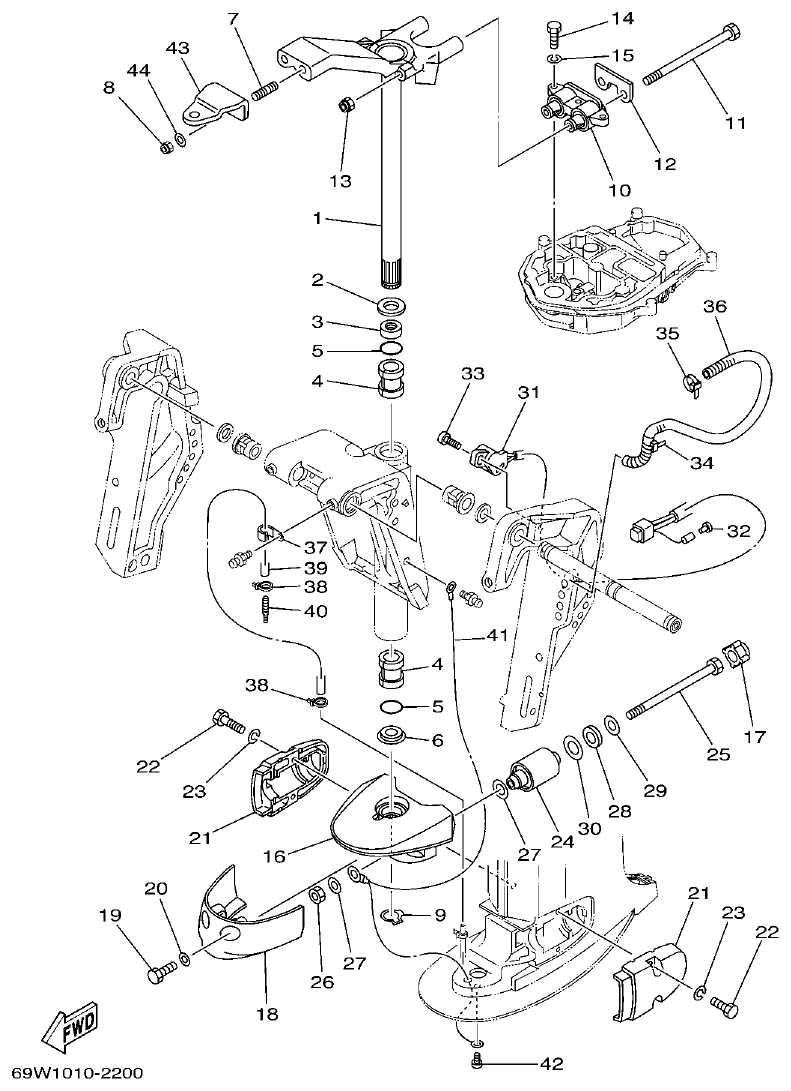 Yamaha F60A BRACKET 2 parts diagram