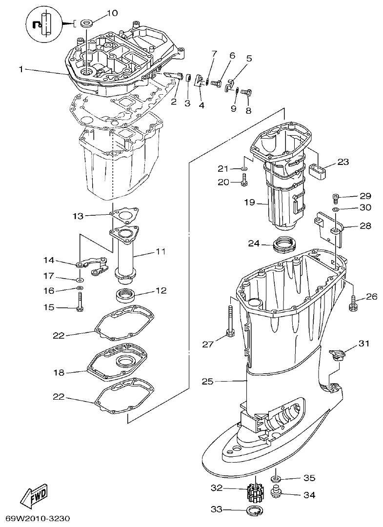 Yamaha F60A UPPER CASING parts diagram