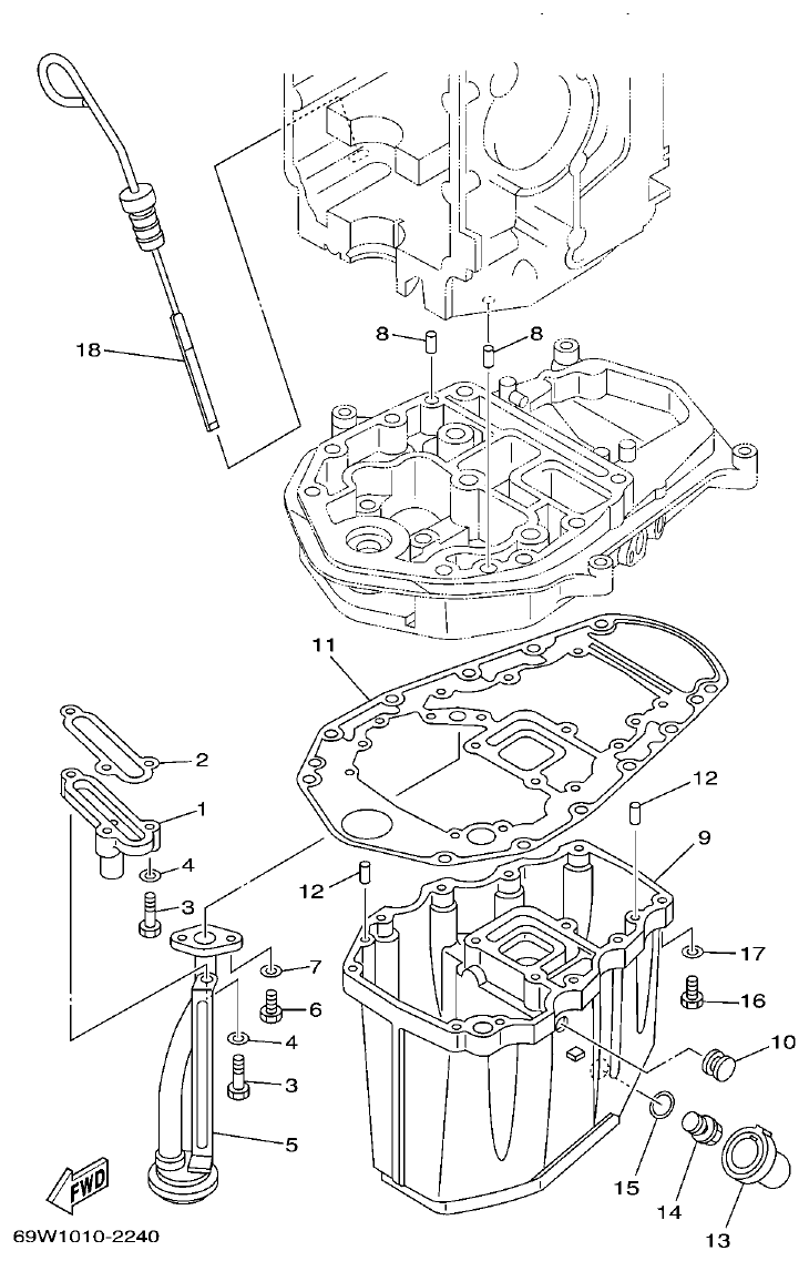 Yamaha F60A OIL PAN parts diagram