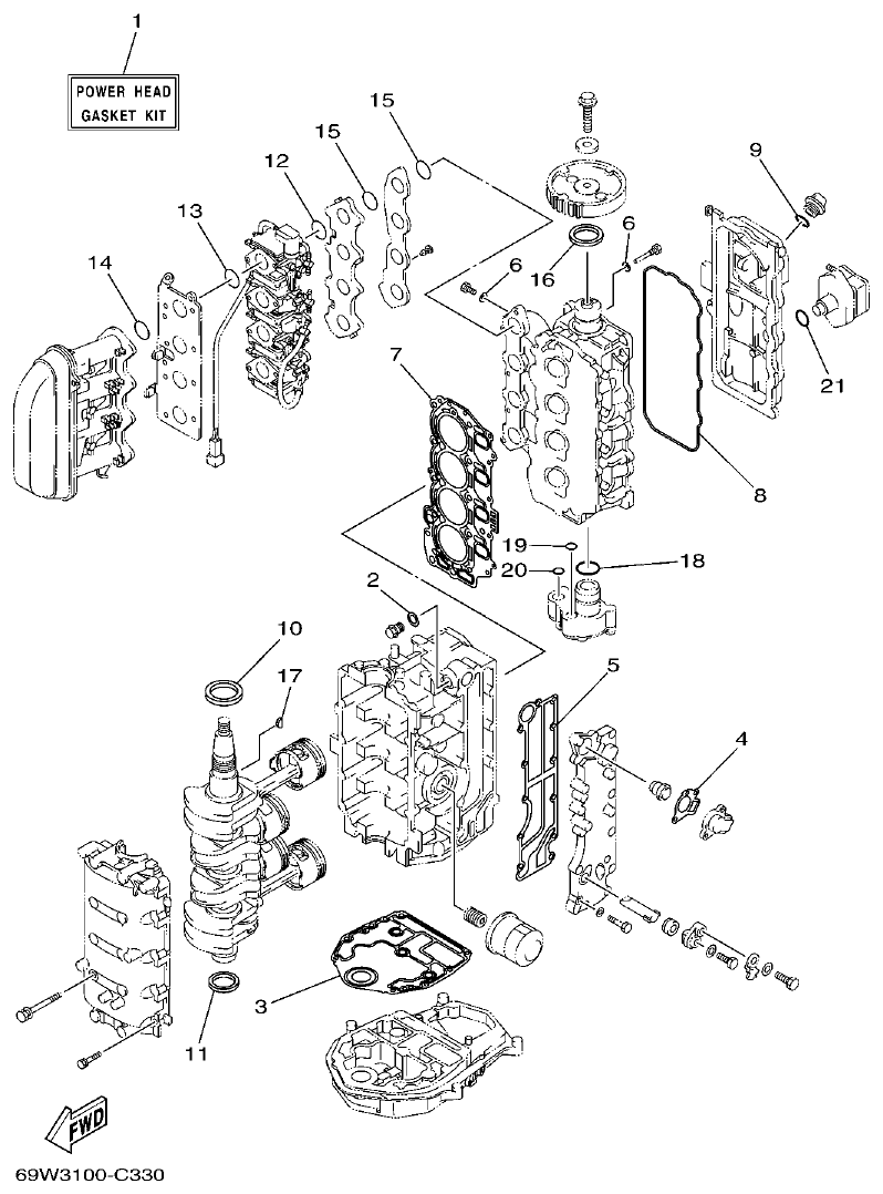 Yamaha F60A REPAIR KIT 1 parts diagram