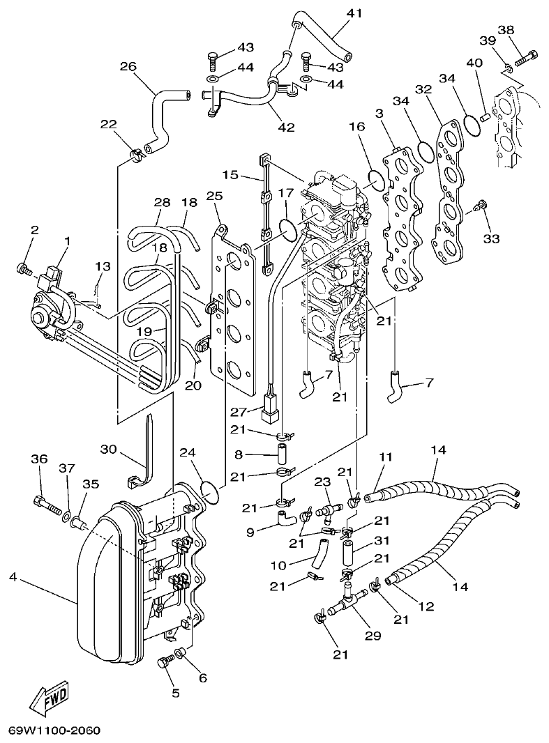 Yamaha F60A INTAKE parts diagram