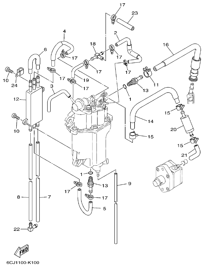 Yamaha F70AET FUEL INJECTION PUMP 2 parts diagram
