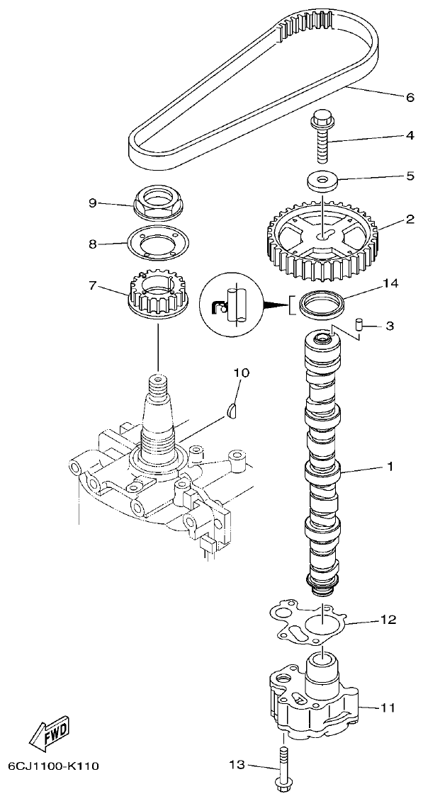 Yamaha F70AET OIL PUMP parts diagram