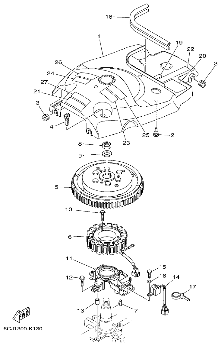 Yamaha F70AET GENERATOR parts diagram
