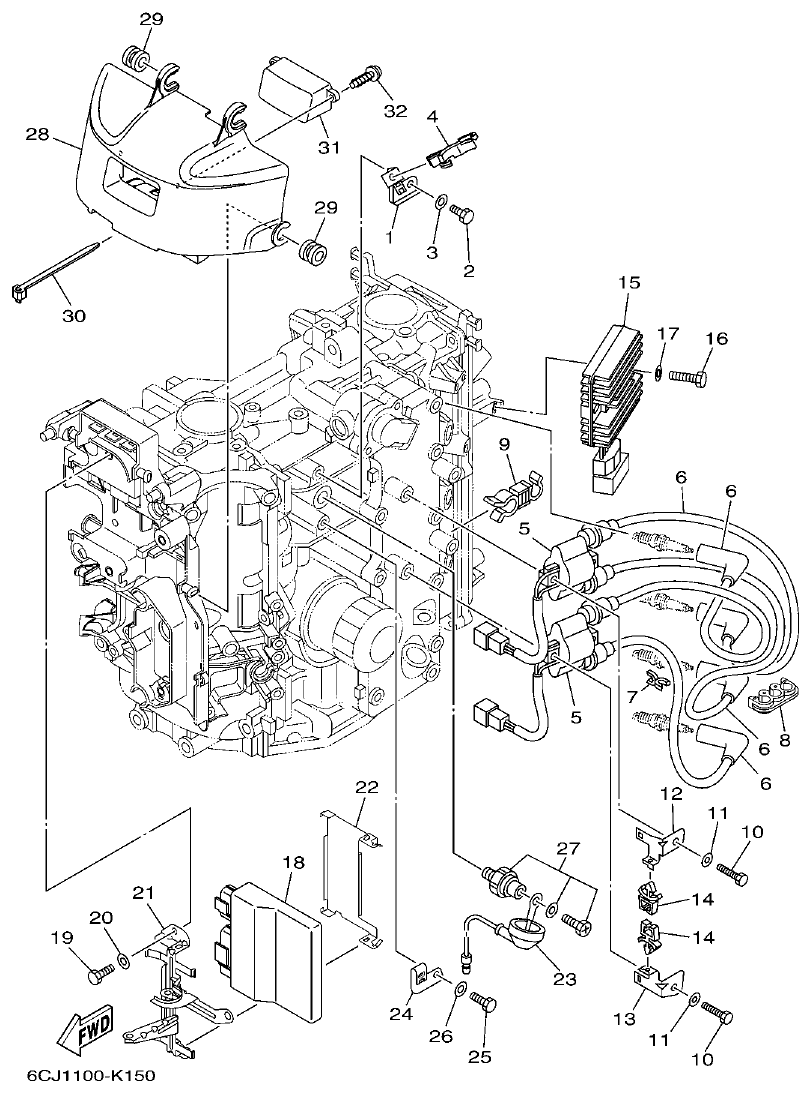 Yamaha F70AET ELECTRICAL 1 parts diagram