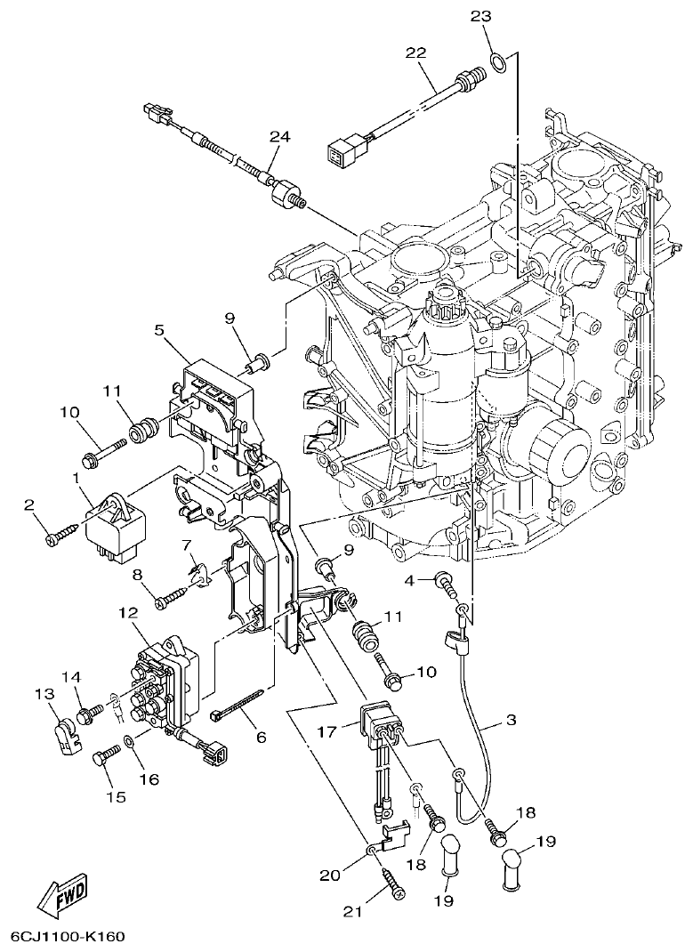 Yamaha F70AET ELECTRICAL 2 parts diagram