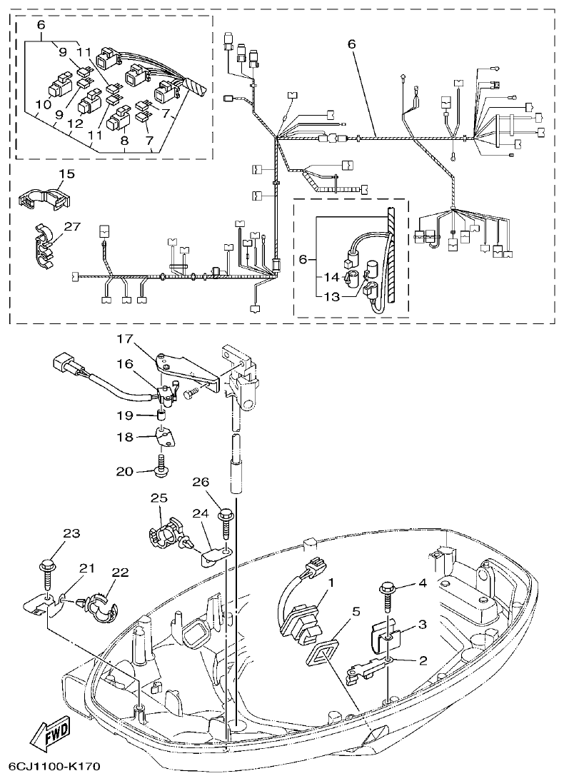 Yamaha F70AET ELECTRICAL 3 parts diagram