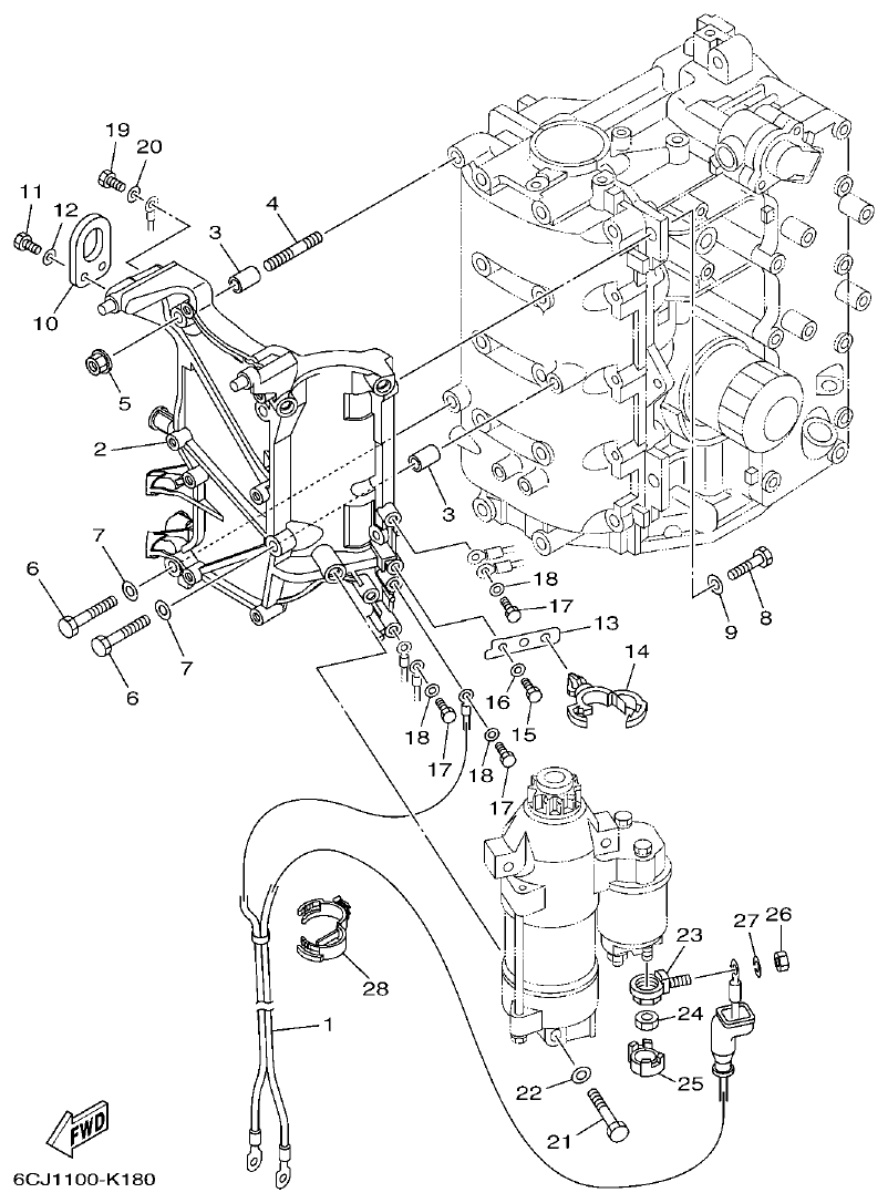 Yamaha F70AET ELECTRICAL 4 parts diagram