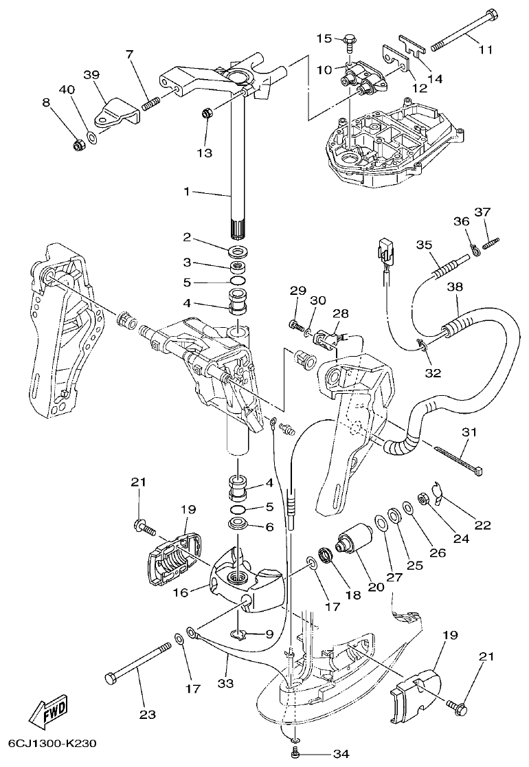 Yamaha F70AET BRACKET 2 parts diagram
