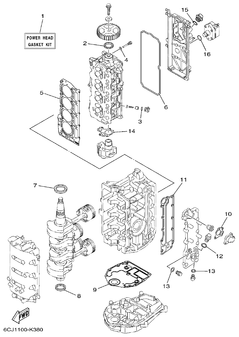 Yamaha F70AET REPAIR KIT 1 parts diagram