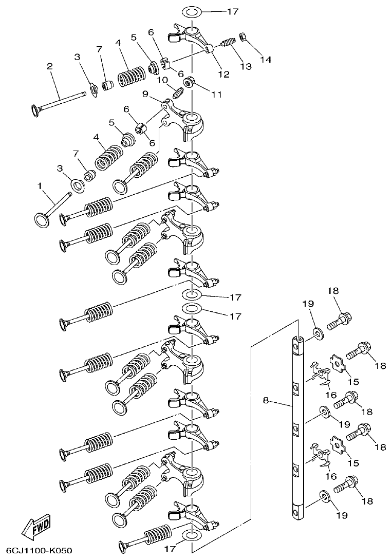 Yamaha F70AET VALVE parts diagram