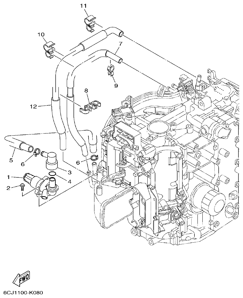 Yamaha F70AET INTAKE 3 parts diagram