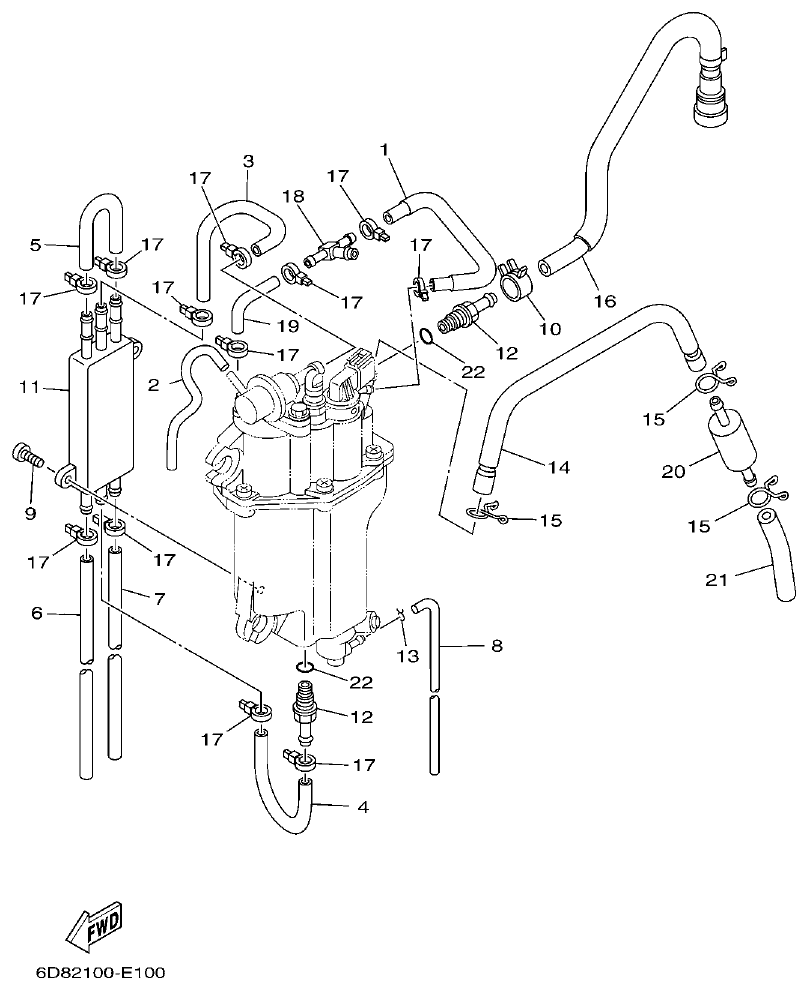 Yamaha F75BET, F80BET, F90BET, F100DET, F75TR, F90TR FUEL INJECTION PUMP 2 parts diagram