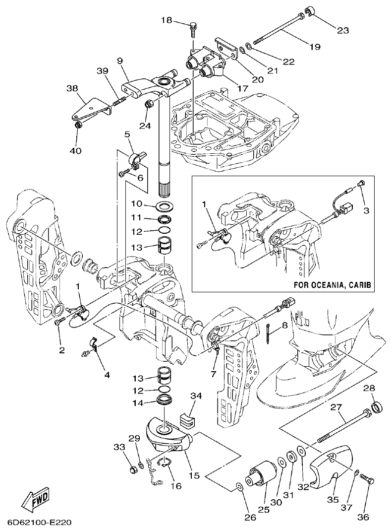 Yamaha F75BET, F80BET, F90BET, F100DET, F75TR, F90TR BRACKET 2 parts diagram