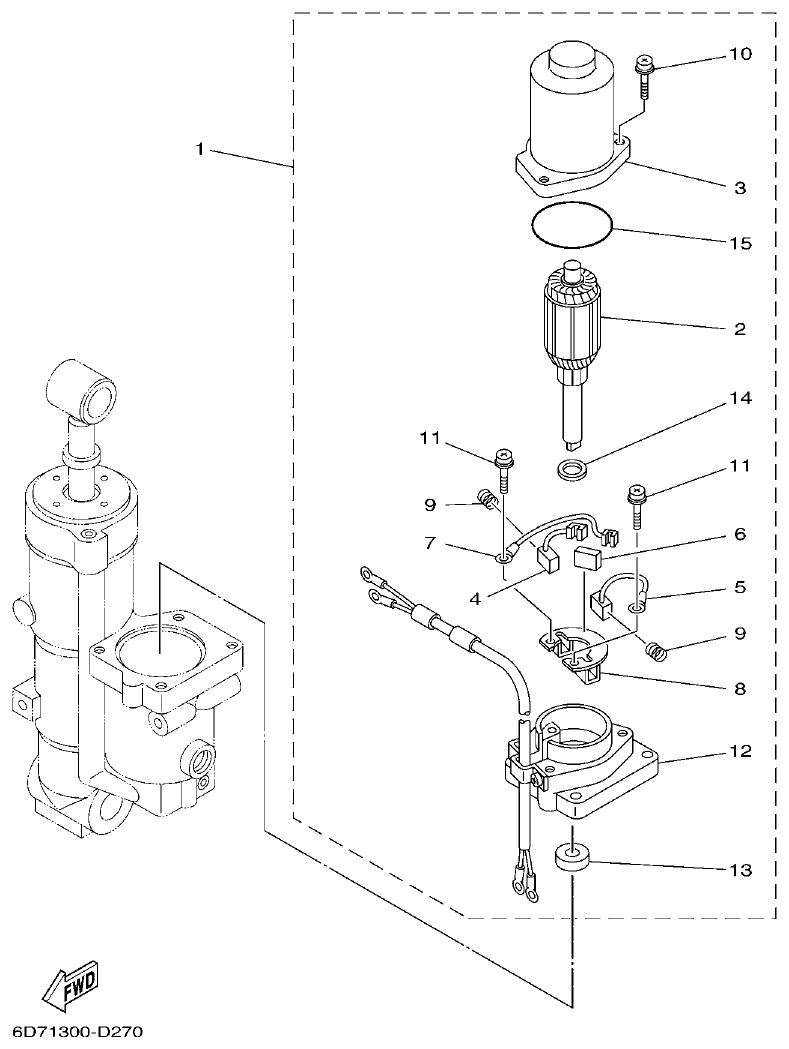 Yamaha F75BET, F80BET, F90BET, F100DET, F75TR, F90TR POWER TRIM & TILT ASSY 2 parts diagram