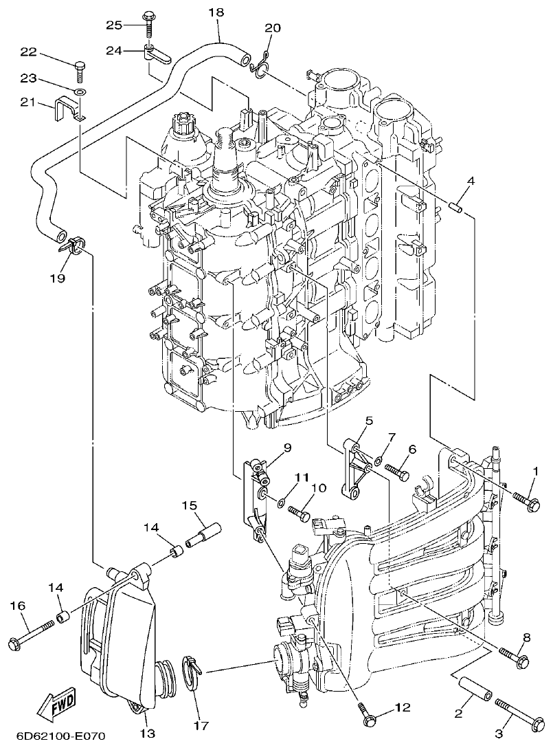 Yamaha F75BET, F80BET, F90BET, F100DET, F75TR, F90TR INTAKE 2 parts diagram