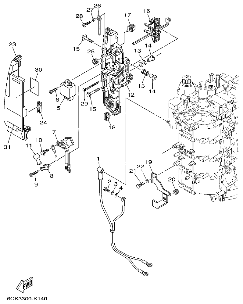 Yamaha F75C ELECTRICAL 2 parts diagram