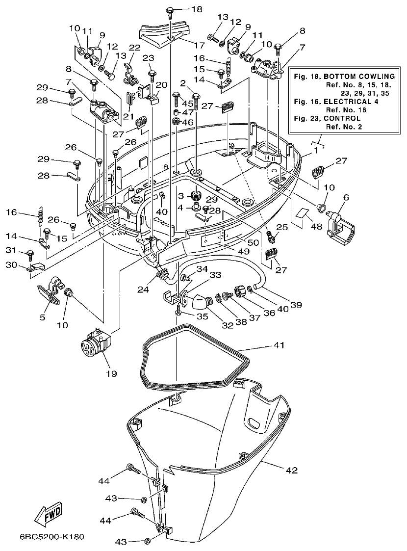 Yamaha F75C BOTTOM COWLING parts diagram