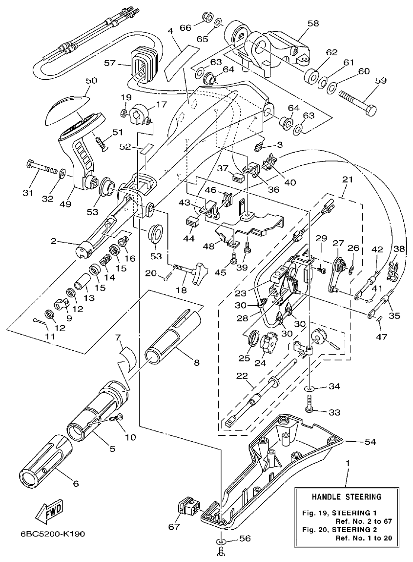 Yamaha F75C STEERING 1 parts diagram
