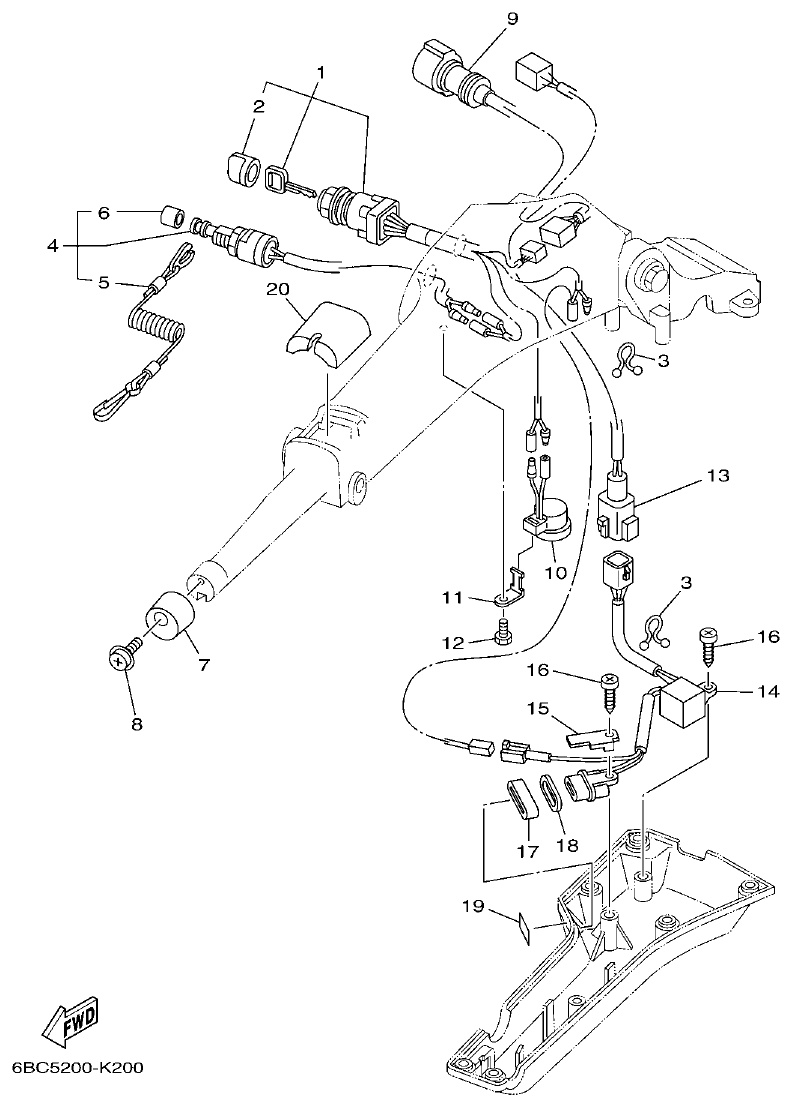 Yamaha F75C STEERING 2 parts diagram